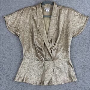 VTG Evan Picone 100% Silk Top Sz 8 Minimalist Luxe Chic Peplum Wrap Hong Kong